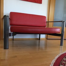 2-Sitzer Designer-Couch Leder rot